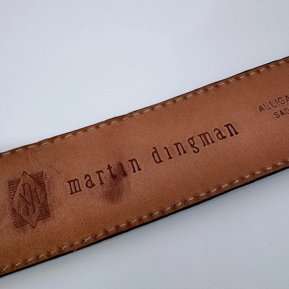 Martin Dingman Belt Mens 44 Brown Alligator Grain Calf Leather‎ Dress Handmade